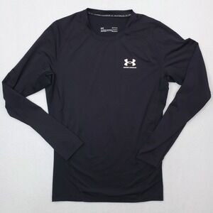 Under Armour Compression Shirt Womens Large Black HeatGear Workout Training Top
